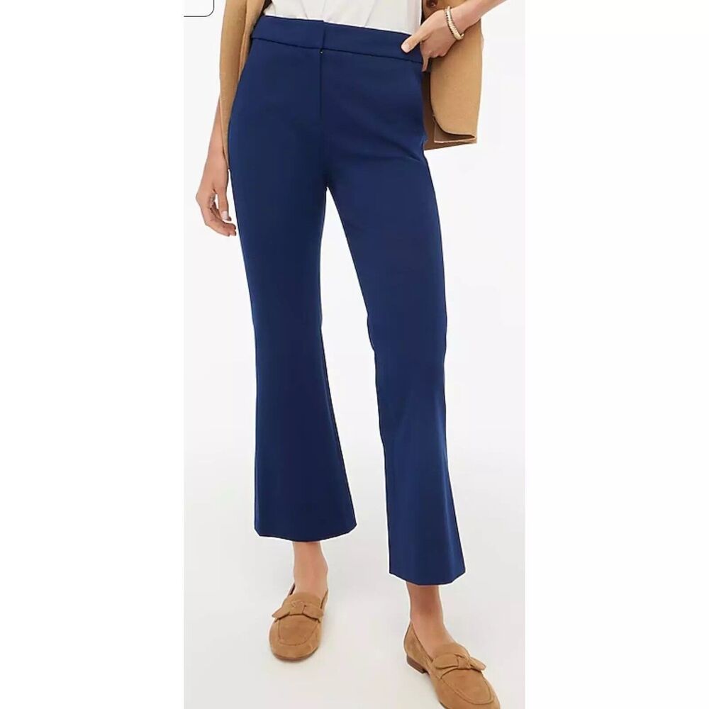 J.CREW Kelsey Flare Pant 0 Navy Blue Crop Dress Pants Office NEW B86